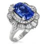 GIA 5.87ct No Heat Ceylon Cornflower Blue Sapphire Diamond Platinum Ballerina Cocktail Ring 