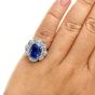 GIA 5.87ct No Heat Ceylon Cornflower Blue Sapphire Diamond Platinum Ballerina Cocktail Ring 