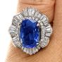 GIA 5.87ct No Heat Ceylon Cornflower Blue Sapphire Diamond Platinum Ballerina Cocktail Ring 