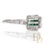 Antique 1920s Diamond Emerald Platinum Engagement Cocktail Ring