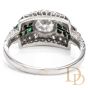 Antique 1920s Diamond Emerald Platinum Engagement Cocktail Ring