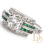 Antique 1920s Diamond Emerald Platinum Engagement Cocktail Ring