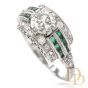 Antique 1920s Diamond Emerald Platinum Engagement Cocktail Ring