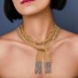  Long Mirror Beads Mesh Wrap Around Scarf Italian 18K Gold Necklace