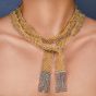  Long Mirror Beads Mesh Wrap Around Scarf Italian 18K Gold Necklace