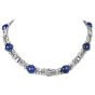 GIA Diamond Burma Sapphire Platinum Bracelet Necklace Set-Dover Jewelry