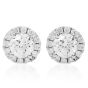 Estate 0.71ct Diamond 14K White Gold Small Halo Stud Earrings