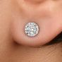 Estate 0.71ct Diamond 14K White Gold Small Halo Stud Earrings 