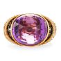 Estate Diamond Amethyst18K Gold  dome Cocktail  Ring
