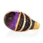 Estate Diamond Amethyst18K Gold  dome Cocktail  Ring