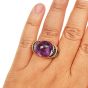 Estate Diamond Amethyst18K Gold  dome Cocktail  Ring