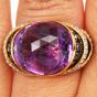 Estate Diamond Amethyst18K Gold  dome Cocktail  Ring