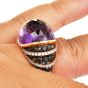 Estate Diamond Amethyst18K Gold  dome Cocktail  Ring