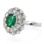 Estate Lady Diana Style Emerald Diamond 18 Karat White Gold Ring 