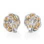 Estate Flower Emerald Diamond 18K Gold Stud Earrings