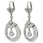 Deco Style Diamond Platinum Round Drop Sparkle Dangle Earrings