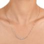 Estate 1.01cts Diamond 14K White Gold Graduated Diamond Pendant Link Chain Necklace