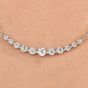 Estate 1.01cts Diamond 14K White Gold Graduated Diamond Pendant Link Chain Necklace