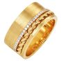 Estate Elegant Diamond 14K Yellow Gold Rope Wide Cigar Band Ring