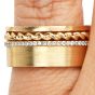 Estate Elegant Diamond 14K Yellow Gold Rope Wide Cigar Band Ring
