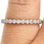 Estate Diamond White Gold Hexagon Stackable Wedding Band Ring 