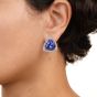 GIA Tanzanite Diamond 18K White Gold Trillion Triangular Halo Stud Earrings