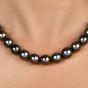 Lustrous Tahitian SouthSea Pearl Necklace 18 karat diamond sapphire Gold Clasp 