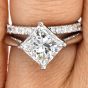 GIA 3.00ct Princess Cut Diamond White Gold Solitaire Wedding Bridal Set Ring