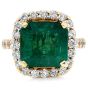 Elegant Diamond 8.08ct Genuine Emerald 18K Yellow Gold Halo Eternity Cocktail Ring