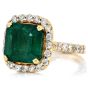 Elegant Diamond 8.08ct Genuine Emerald 18K Yellow Gold Halo Eternity Cocktail Ring