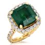 Elegant Diamond 8.08ct Genuine Emerald 18K Yellow Gold Halo Eternity Cocktail Ring