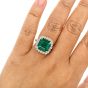 Elegant Diamond 8.08ct Genuine Emerald 18K Yellow Gold Halo Eternity Cocktail Ring