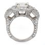 GIA 5.49ct Asscher Cut Diamond Platinum Halo Triple Stone Engagement Ring