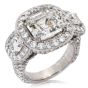 GIA 5.49ct Asscher Cut Diamond Platinum Halo Triple Stone Engagement Ring