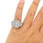 GIA 5.49ct Asscher Cut Diamond Platinum Halo Triple Stone Engagement Ring
