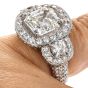 GIA 5.49ct Asscher Cut Diamond Platinum Halo Triple Stone Engagement Ring