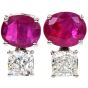 GIA Burma No-Heat 4.30cts Red Ruby Diamond 18K White Gold Classic Stud Earrings