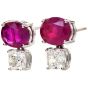 GIA Burma No-Heat 4.30cts Red Ruby Diamond 18K White Gold Classic Stud Earrings