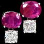 GIA Burma No-Heat 4.30cts Red Ruby Diamond 18K White Gold Classic Stud Earrings