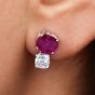 GIA Burma No-Heat 4.30cts Red Ruby Diamond 18K White Gold Classic Stud Earrings