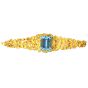 Vintage Fine Aquamarine 18K Yellow Gold Nugget Floral Supreme Link Bracelet 