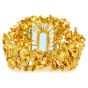 Vintage Fine Aquamarine 18K Yellow Gold Nugget Floral Supreme Link Bracelet 