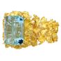 Vintage Fine Aquamarine 18K Yellow Gold Nugget Floral Supreme Link Bracelet 
