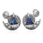 Antique Deep Royal Blue No Heat Sapphire Diamond ClipOn Cocktail Earrings 