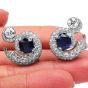 Antique Deep Royal Blue No Heat Sapphire Diamond ClipOn Cocktail Earrings 