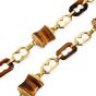 Estate Tiger's Eye 18K Gold Barrel Link Long Necklace-Dover Jewelry