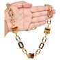 Estate Tiger's Eye 18K Gold Barrel Link Long Necklace-Dover Jewelry