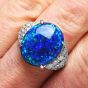 Estate 13.78cts opal  Diamond Platinum Cocktail Ring