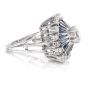 Vintage Art Deco Diamond Sapphire Square Pinwheel Platinum Cocktail Ring