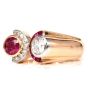 Vintage Retro Diamond Ruby 18K Rose Gold French Made Bypass Cocktail Ring